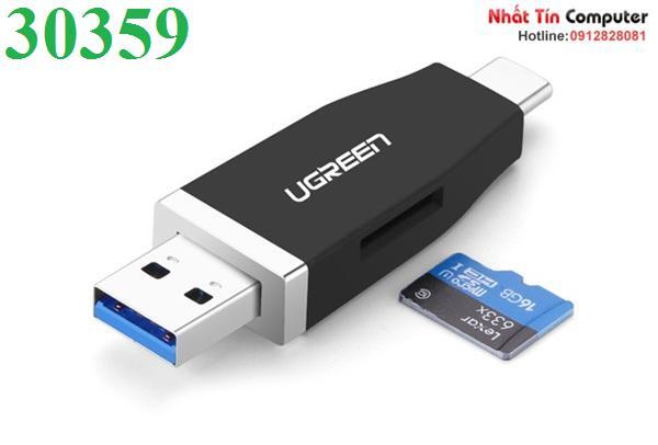 Đầu đọc thẻ nhớ 2 in 1 USB 3.0 & USB Type-C Card Reader Ugreen 30359