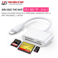 Đầu đọc thẻ nhớ 3in1 cho Iphone, Ipad hỗ trợ thẻ SD, MicroSD, CF