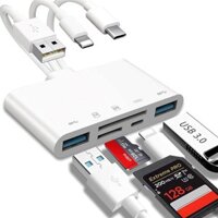 Đầu đọc thẻ nhớ 5 trong 1 Bộ chuyển đổi USB Type-C Đầu đọc khe cắm thẻ SD / TF cho i-O-S / USB C / USB A có cổng sạc Hỗ trợ Micro SD / SDHC / SDXC / MMC