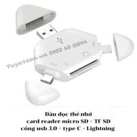 Đầu đọc thẻ nhớ card reader micro SD + TF SD cổng usb 3.0 + type C + Lightning