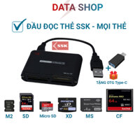 Đầu đọc thẻ nhớ CF-SD-micro SD-MMC-M2-MS-XD chính hãng SSK sử dụng mọi thẻ nhớ cổng ra usb 3.0 hoặc type-c