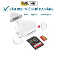 Đầu đọc thẻ nhớ đa năng SD/TF điện thoại, laptop, Pc, Android. Kết nối Type C, USB, Lightning. 3 in 1 Memory Card Reader