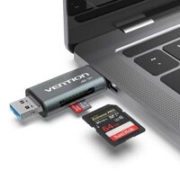 Đầu Đọc Thẻ Nhớ OTG 2 in 1 Type C/Micro USB/USB 3.0 to SD/TF VENTION CCH (5Gbps)