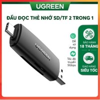 Đầu đọc thẻ nhớ SD/TF 2 trong 1 UGREEN 80191 USB-A & Type-C ​- Hàng chính hãng
