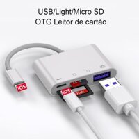 Đầu Đọc Thẻ Nhớ TF SD OTG USB 3.0 4 Trong 1 Cho Điện Thoại iOS