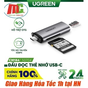 Đầu đọc thẻ SD/TF USB type-C Ugreen 50704