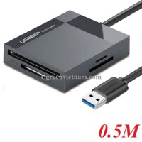 Đầu đọc thẻ USB 3.0 hỗ trợ thẻ TFSDCFMS 0.5M Màu Xám Ugreen 30333 CR125 Hàng Chính Hãng