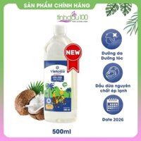Dầu dừa ép lạnh VietCoco dưỡng tóc 500ml. Tinh dầu dừa nguyên chất ủ tóc giúp tóc nhanh dài, massage cho mẹ bầu và bé