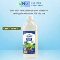 Dầu dừa tinh khiết ép lạnh hữu cơ nguyên chất Vietcoco Premium dưỡng ẩm và chăm sóc tóc, da 1000ml