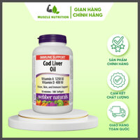 Dầu Gan Cá Tuyết Bổ Mắt, Khoẻ Tim, Chắc Xương Webber Natural Cod Liver Oil Vitamin A Vitamin D 1250 IU/400 IU 180V