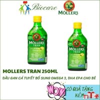 Dầu gan cá tuyết Moller's Tran Na Uy hương chanh ( chai 250 ml) Bổ Sung Omega 3 DHA EPA cho trẻ