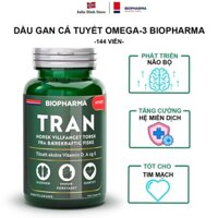 Dầu gan cá tuyết Omega 3 và Vitamin A,D,E BIOPHARMA Tran nội địa Na Uy - hộp 144 viên