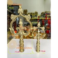 Đầu gậy tích trượng bằng đồng hình lá đề 2 cỡ cao 21cm và cao 30cm