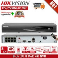 ĐẦU GHI CAMERA IP 8 KÊNH HIKVISION DS-7608NI-K1 4K 8MP, AUDIO, HDMI 4K
