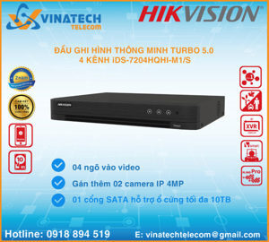 Đầu ghi hình HDTVI turbo 5.0 4 kênh Hikvision iDS-7204HQHI-M1/S