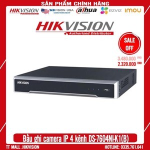 Đầu ghi hình IP Hikvision DS-7604NI-K1 (B) - 4 kênh
