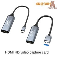 Đầu ghi Video RERBRTY, Thẻ ghi Video USB 3.0 Type-C, Thẻ ghi âm Type-C Portbale HDMI 4K cho PC / Game / DVD / TV