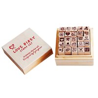 Dấu gỗ in mực Love Diary (Kích thước: 4cm X 12cm) - 01 hộp tặng kèm mực 4cm x 4cm ngẫu nhiên