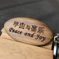 Đậu Gỗ Nguyên Chất · Hòa Bình Và Niềm Vui Gỗ Đàn Hương Xanh / Gỗ Trái Cây Móc Chìa Khóa Móc Khóa