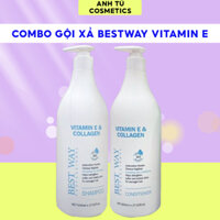 Dầu Gội Cặp Bestway Vitamin E & Collagen 800ml, Combo Gội Xả Nuôi Dưỡng Và Phục Hồi Tóc, Anh Tú Cosmetics