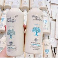 Dầu Gội Cặp Biotin Collagen - Dầu Gội Đầu Ngăn Ngừa Rụng Tóc Phục Hồi Hư Tổn 1000ml
