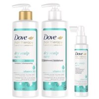 Dầu gội chăm sóc da đầu khô 400ml, Dầu xả 400ml & Xịt dưỡng tóc 100ml của Dove Hair Therapy (Mỹ)