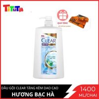 Dầu gội Clear Bạc hà 1400g tặng kèm 20 lưỡi lam London