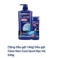 Dầu Gội Clear Men Sạch Gàu Bạc Hà 612ml tặng kèm chai 140ml