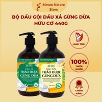 Dầu gội Dầu Xả Gừng Dừa Hữu Cơ Cỏ Cây Hoa Lá Sạch Gàu Chắc Khỏe Óng Mượt Kích Thích Mọc Tóc 440g