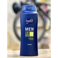 Dầu gội dầu xả sữa tắm Suave 3 in 1 dành cho nam giúp làm sạch toàn thân 828ml Mỹ