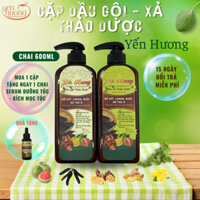 Dầu gội, dầu xả thảo dược Yến Hương, phục hồi tóc hư tổn, dưỡng, chăm sóc tóc toàn diện, bộ đôi mỗi chai 600ml
