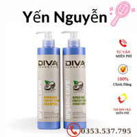 Dầu gội Diva Xanh phục hồi tóc hư tổn khô sơ kiềm dầu sạch gàu, cặp gội xả chính hãng 5 750ml chính hãng