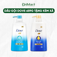 Dầu gội Dove phục hồi hư tổn chai 650g tặng kèm dầu xả Dove 140g mềm mượt tự nhiên, nuôi tóc chắc khỏe