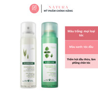 Dầu gội khô Klorane dry shampoo 150ml trắng dành cho mọi loại tóc/ xanh dành cho tóc dầu bết
