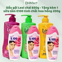 Dầu gội Lexi chai 650g các màu tinh dầu Olive ( Tặng kèm 1 sữa tắm E100 tinh chất hoa hồng 200g )