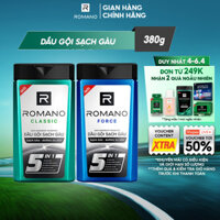 Dầu gội nam sạch gàu 5in1 Romano hương Nước hoa nam Classic/Force 380g/chai - 2 mùi hương có sẵn