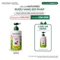 DẦU GỘI Natufres FRENCH CHIC - Rượu vang đỏ BORDEAUX 							 							SKU: P9321-GIFTP9609