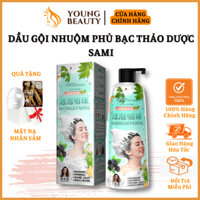 Dầu gội nhuộm phủ bạc tóc thảo dược SAMI - Dầu gội phủ màu đen, nâu hạt dẻ, kích mọc tóc, mượt tóc 400ml - YOUNG BEAUTY