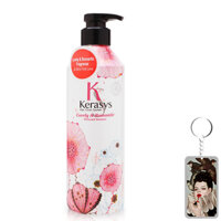 Dầu gội nước hoa Kerasys Lovely &amp; Romantic hương hoa nhài, cúc Hàn Quốc 600ml tặng kèm móc khoá
