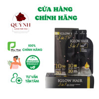 Dầu gội phủ bạc đen tóc IGLOW HAIR 3in1 Hàn Quốc thảo dược, nhuộm đen tóc- 5 gói/hộp