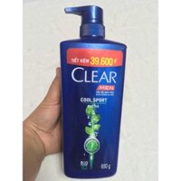 Dầu gội sạch gàu dành cho nam Clear Men Cool Sport bạc hà 650g