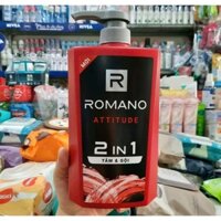 Dầu gội sữa tắm 2trong1 Romano Attitude 24 giờ 650g hương nước hoa cho tóc chắc khỏe.