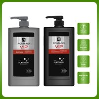 Dầu gội, Sữa tắm, Tắm gội 2 in 1 Romano Vip 650g - Tặng một  chai lăn khử mùi Romano