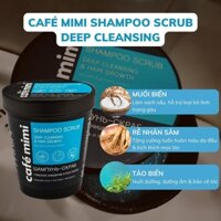 Dầu Gội Tẩy Tế Bào Chết Da Đầu Cafe Mimi Deep Cleansing & Hair Growth Shampoo Scrub xanh dương 330g