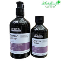 Dầu gội tím khử vàng tóc bạch kim L'oréal Chroma Crème Purple Shampoo 500ml [ MK ]