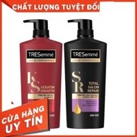Dầu gội TRESemmé (Tresemme) KERATIN màu đỏ và màu đen 650ml -duong toc mềm mượt  phục hồi vào nếp- ngăn rụng tóc