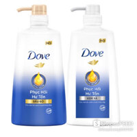 Dầu gội và dầu xả DOVE dưỡng tóc bồng bềnh, phục hồi hư tổn chai 650ML