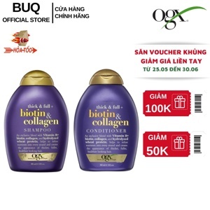 Dầu gội và dầu xả OGX Thick and Full Biotin and Collagen Shampoo 385ml