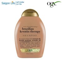 Dầu Gội Vào Nếp Suôn Mượt Và Tóc Bóng Khỏe OGX Ever Straightening + Brazilian Keratin Therapy Shampoo 385ml - Nâu