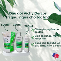 Dầu gội Vichy Dercos Cheveux Secs 200ml, 390ml dành cho tóc khô, gàu và ngứa_MiMi HG